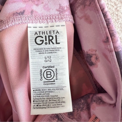 Athleta Girl Kids High Rise Chit Chat Moonstone Pink Leggings Size Large 12 - Picture 5 of 13