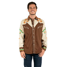 Scully Men's Western Phoenix Brown Snap Shirt P-734-BRN