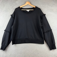Evereve Women's Sonia Ruffle Sweatshirt Black size L