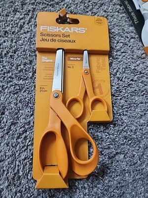 Fiskars Pair Scissors Set 5'' Micro Tip & 8'' Stainless Steel Scissors