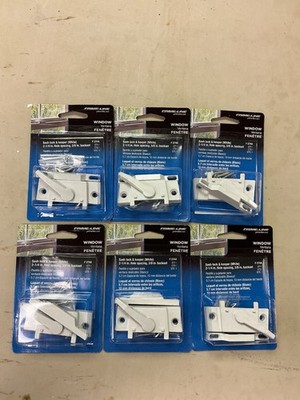 Lot of 6 PRIME-LINE F2744 Window Sash Lock & Keeper White 2-1/4'' Hole 3/8'' Backs