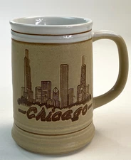 Vintage Chicago Skyline Mug – Sears Tower Tan Stoneware – Made in Japan 1970s