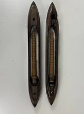 Vintage 2 Draper Trumold Weaving Loom Boat Shuttle with Bobbin Metal Wood 16”