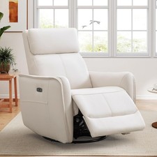 Canmov Power Swivel Rocker Recliner Chair, Faux Leather Nursery Rocking Chair