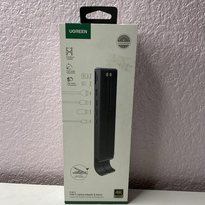 Ugreen 5-in-1 4K HDMI USB-C Hub Laptop Adapter Stand Black NEW