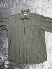 Luciano Barbera Shirt Mens Large Brown Blue Plaid Button Down Italy Cotton