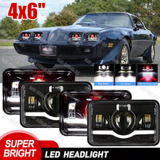 4pcs 4x6 Led Headlights Hilo Beam Projector Headlamp For Pontiac Trans Am 77-81