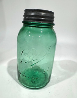 Antique Ball Perfect Mason Jar Green Glass Jar with Zinc Lid