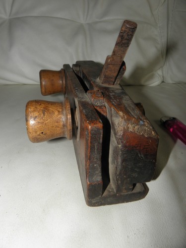 antique tool Plane WOOD Wooden Screw Stem Sash Moving Fillester Plow Plane vtg - Picture 9 of 11
