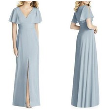 Social Bridemade v neck maxi dress with front slit Sz 6.