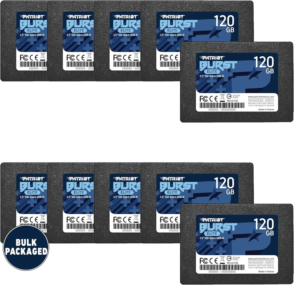 Patriot Burst Elite 120GB 240GB 480GB 2.5" SATA3 Internal SSD PC/MAC 10PACK BULK - Image 3 of 4