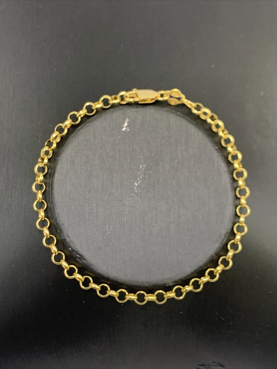 18ct 18K Yellow Gold Belcher Bracelet Round Links 4.9 Grams 18cm. Brand New