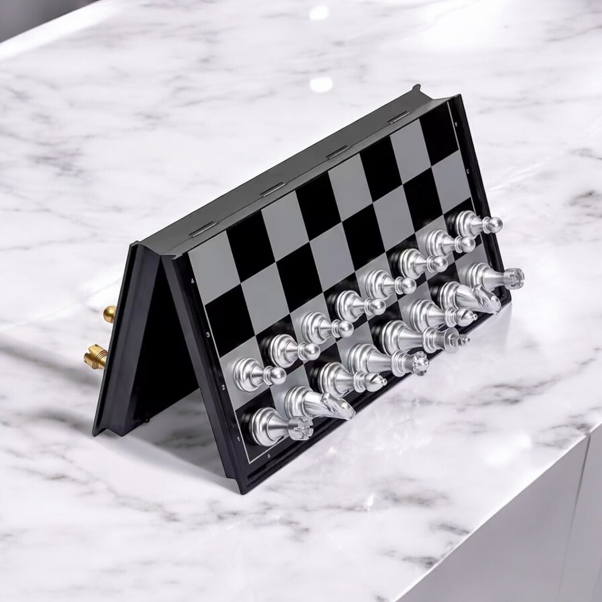 Magnetic Travel Chess Set Portable Mini Small Luxury Silver