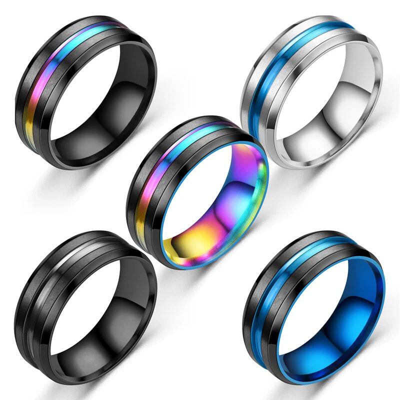 Rainbow silicone wedding rings deals