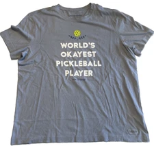 Life Is Good Men’s Crusher Tee Shirt Large Pickleball Player World's Okayest fun