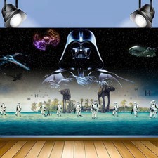 Happy Birthday Party Photo Background Banner Star Wars Backdrop Boys Space