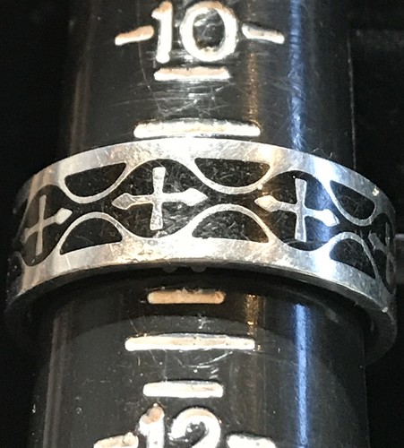 Stainless Steel 8mm Band, Celtic Cross & Black Enamel Size 10.75 - Picture 4 of 6