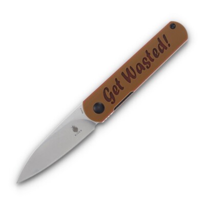 Kizer SMKW Exclusive Vault Feist  Get Wasted!  V3499EGW - Brown G10 - Nitro-V