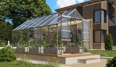 Vitavia Gewächshaus, Mars 11,5 m² in silber, Sicherheitsglas, inkl. Fundament