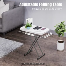 30x20" Rectangle Folding Card Table Lifting Desk Height Adjustable Risable White