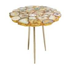 Mesa de mármol de 18" centro de café esquina incrustación ágata decoración hogar antiguo