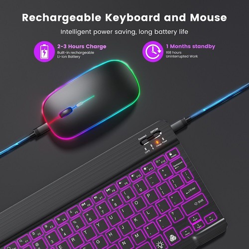 For Amazon Fire Max 11 Fire HD 10/10 Plus Backlit Bluetooth Keyboard With Mouse - Picture 10 of 32