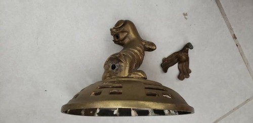 Bruciatore di incenso Foo Dog Lion Kylin 2 orecchie di bestia incensiere buddismo cinese ottone - Foto 6 di 12