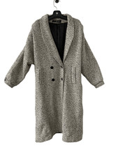 Vintage Jacobsons Double Breasted Tweed Braefair Coat White Gray Women's Size Xl