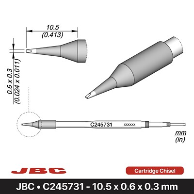 JBC C245731 Cartridge Chisel - 10.5 x 0.6 x 0.3mm