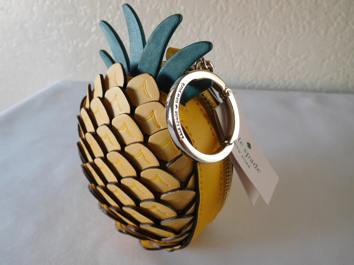 New Kate Spade N.Y. Pineapple Leather Keychain Coin Purse Wallet