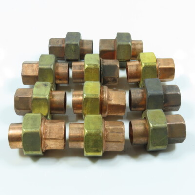 Mueller W 08003 1/2'' Wrot Copper Union Sweat Fitting C x C Lot of 11