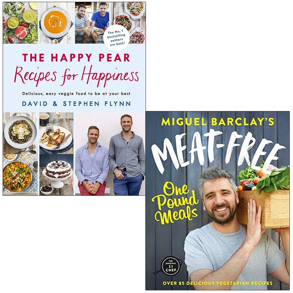 The Happy Pear Recipes for Happiness,Stephen Flynn & Meat-Free One Pound 2 Books