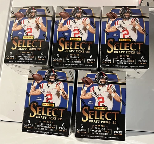 2022 Panini Select Draft Picks Football 6-Pack Blaster Box Green Square Fanatics
