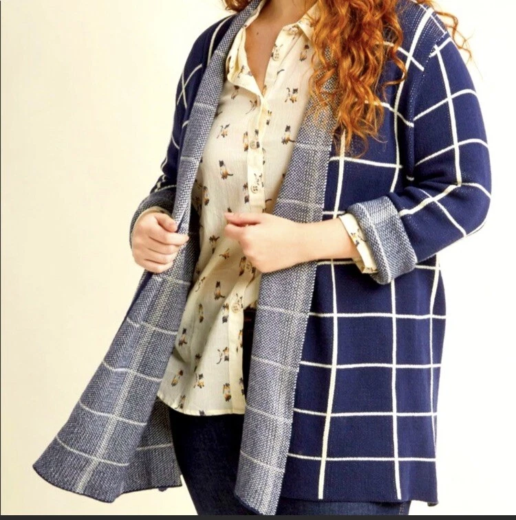 Long top checkered cardigan