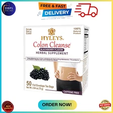 HYLEYS Tea Wellness Colon Cleanse, Blackberry, 50 Count, 1 Pack