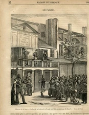 1878 A Parade on the Boulevard du Temple Original antique print 