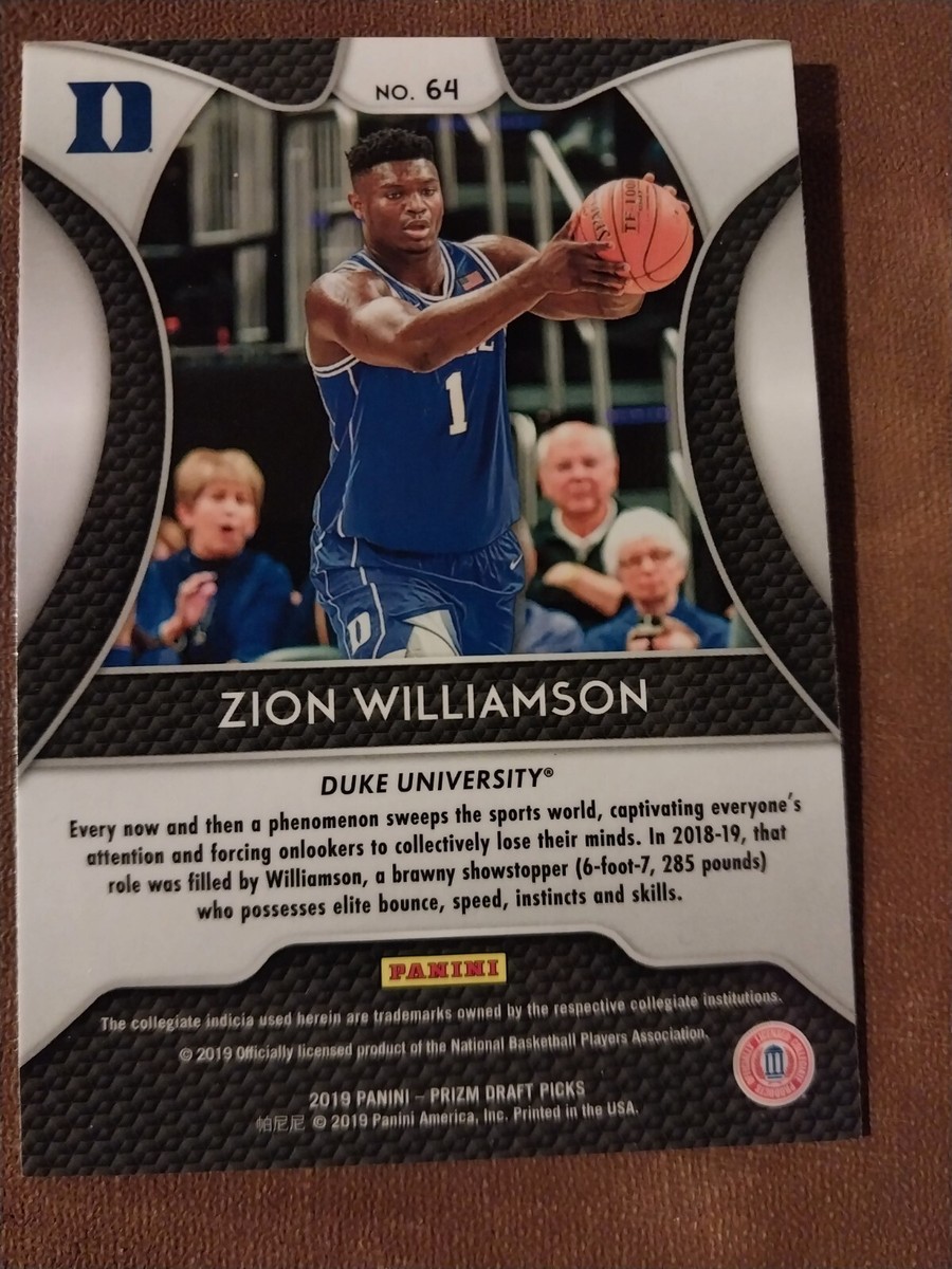 2019 ZION WILLIAMSON PANINI PRIZM DRAFT NBA ROOKIE CARD RC