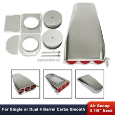 Polished Aluminum Hood Scoop For Single or Dual 4 Barrel Carbs with 5 1/8" Neck