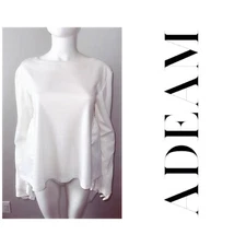 NWT $375 Adeam Basics Intermix white asymmetrical cotton poplin t shirt top S