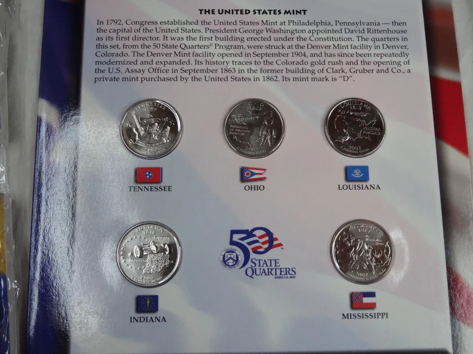 2002 State Quarter & Euro Coin Collection US Mint OGP Box & COA Uncirculated - Image 3 of 4