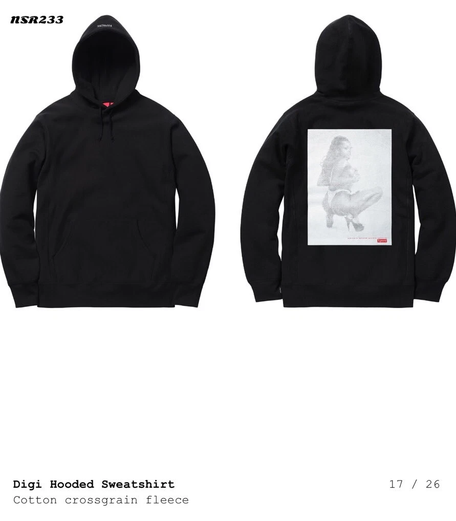 SWEAT SHIRT À CAPUCHE SUPREME DIGI SS17 NOIR TAILLE L BOÎTE LOGO SADE FTP CLASSIQUE CHAMP