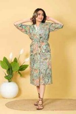 1 PC Indian Floral  Print 100% cotton robe gown Hippie women maxi kimono dresses