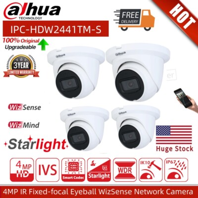 New! Dahua 4MP Wizsense network IR POE IP Camera IPC-HDW2441TM-S Mic indoor lot