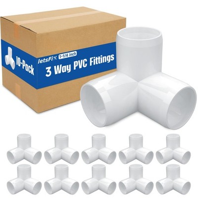 letsFix 1-1/4'' PVC Fittings 3 Way (10-Pack) 1-1/4 Inch (1.25''), 3-Way 