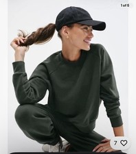 Athleta Forever fleece relaxed crew sweatshirt- Small - elm- nwt