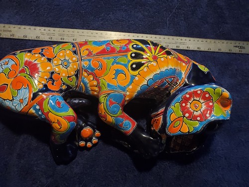 Talavera Blue Sleeping Houndog 18x9x5 Mexico Handmade,Signed Gerardo Table Piece - Picture 18 of 24