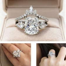 Women’s Ring Band Zircon Engagement Ring Set  Elegance Finger Ring Wedding Gift