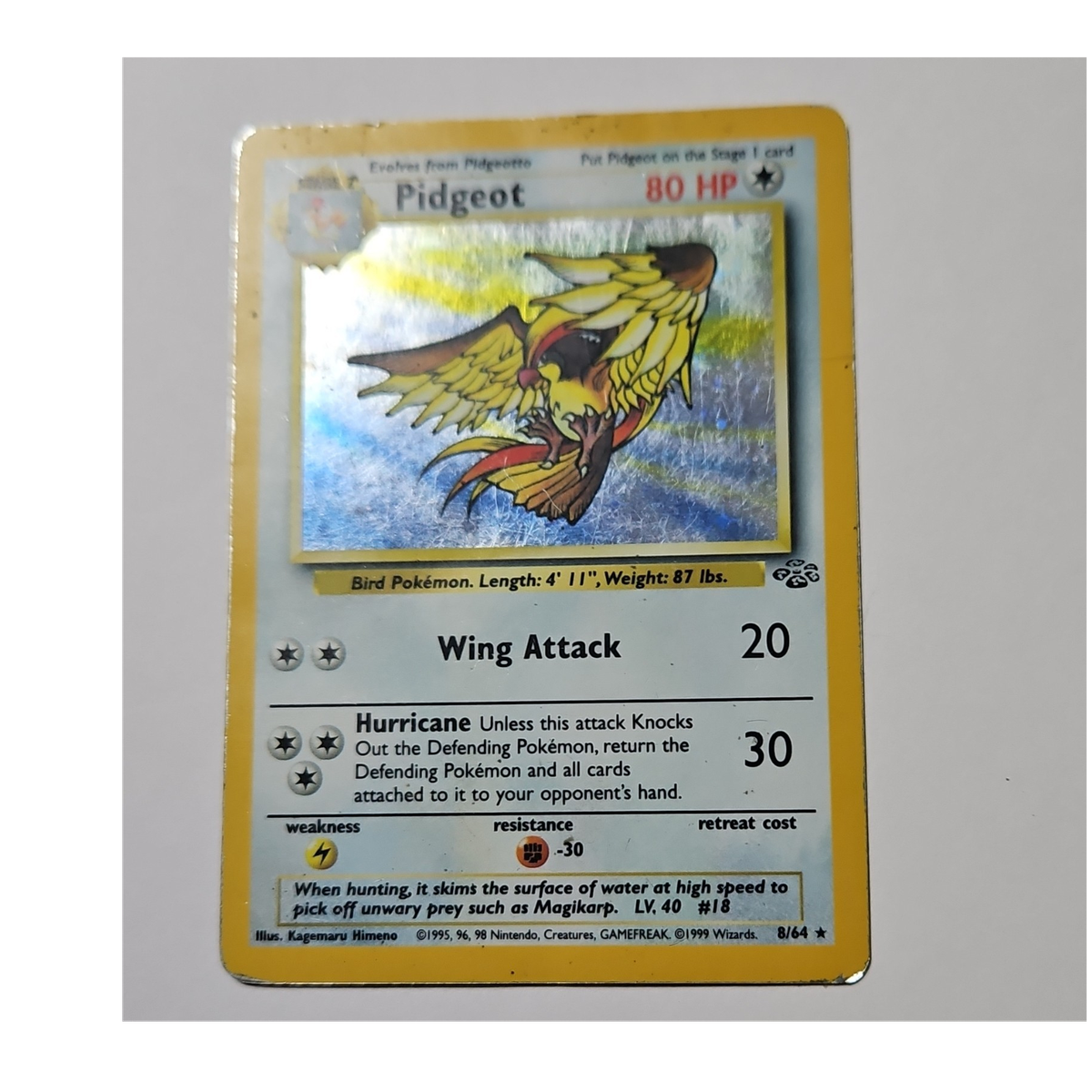 Pokmon Pidgeot Holo Rare Card Base Set 8/64 Unlimited English Wotc 1999 |  eBay