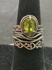 PZ 925 Israel Peridot Gemstone Ring Size 7.5 Vintage Estate Jewelry