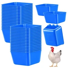 Maxdot 20 Pcs Cage Cups Chicken Feeder Waterer 16 oz Birds Feeders Hanging Blue